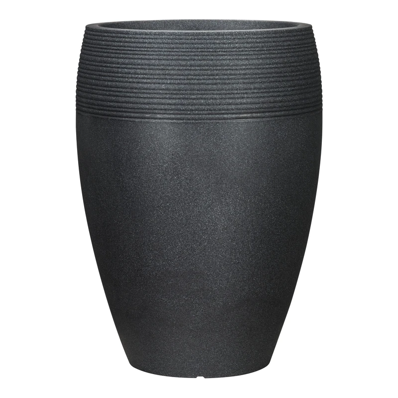 Scheurich Lineo High Plastic Tall Container Black Granite 47 cm Diameter 65 cm High 26 L Vol.