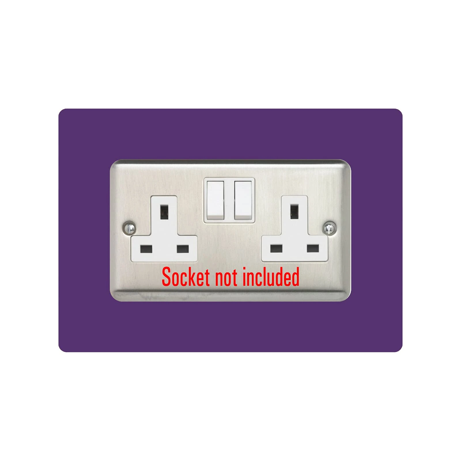Double Socket Surround, Square Acrylic Back Panel Finger Plate, Decorative Frame for Neat and Tidy Finish, Font Colour:Purple