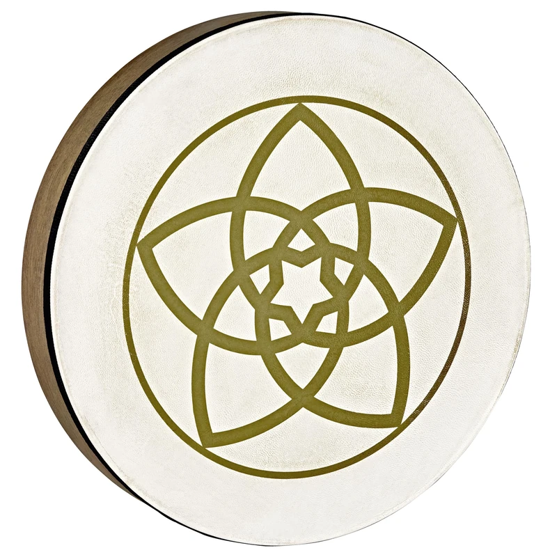 Sonic Energy 16“ Hand Drum – Venus Flower design – Wooden Frame Drum for Meditation, Sound Journeys, Percussion – Shamanic instrument with goat skin (HD16WB-VF)