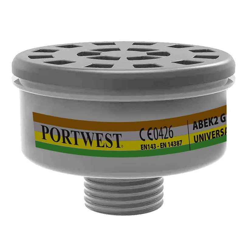 Portwest ABEK2 Gas Filter Universal Tread, Color: Black, Size:, P926BKR