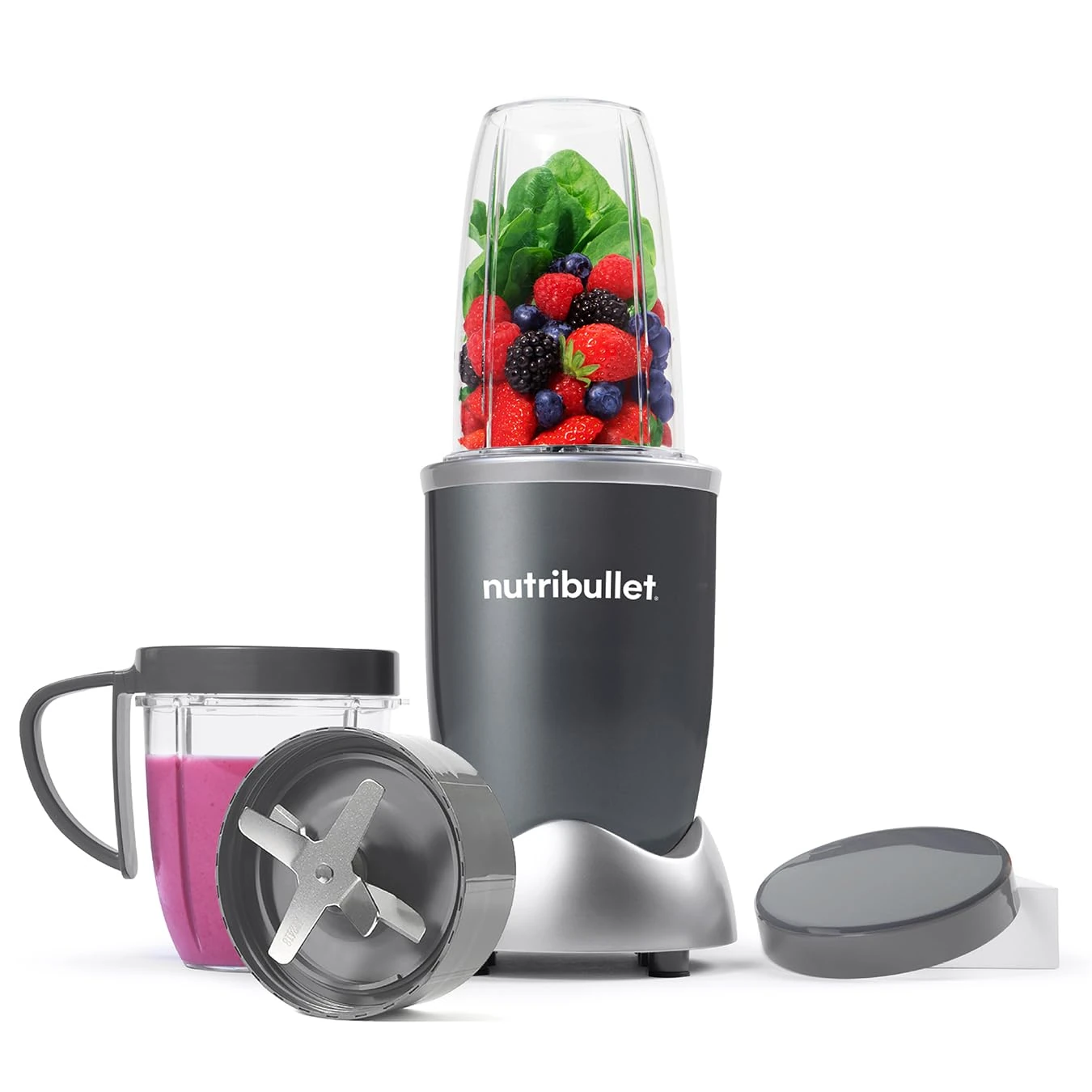 nutribullet Blender 600 Series - Powerful 20,000 RPM Extractor Blends Frozen Fruit, Nuts & Ice - 7 Piece Kit Includes Tall Cup, Short Cup, Handled Ring & Sealable Lid - Ideal for Smoothies