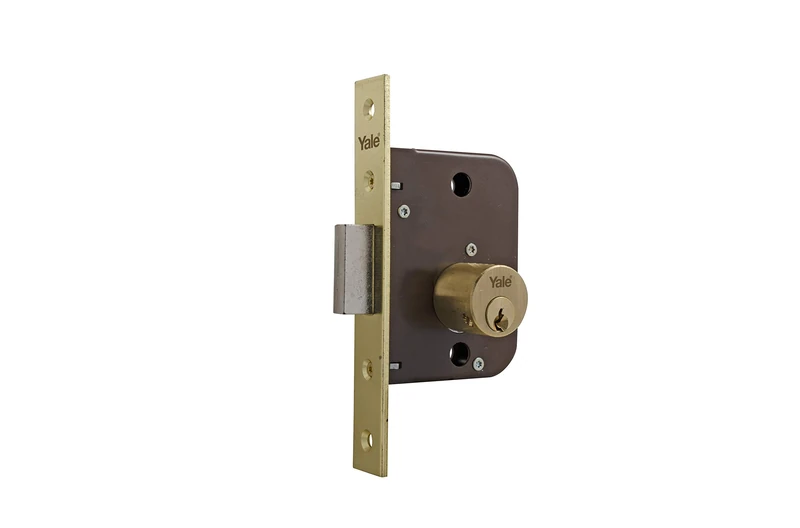 yale-azbe Door Lock 47 Double Round 80 x 50 mm in Front of Brass-Coloured