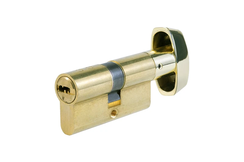 Tesa Assa Abloy T85B3535L Cilindro T80 TESA perfil Euro botón de 35Bx35, leva R15, acabado latón. 5 llaves 2030/35BX35 LT 5L.E20, Brass Finish, 35 x 35 mm