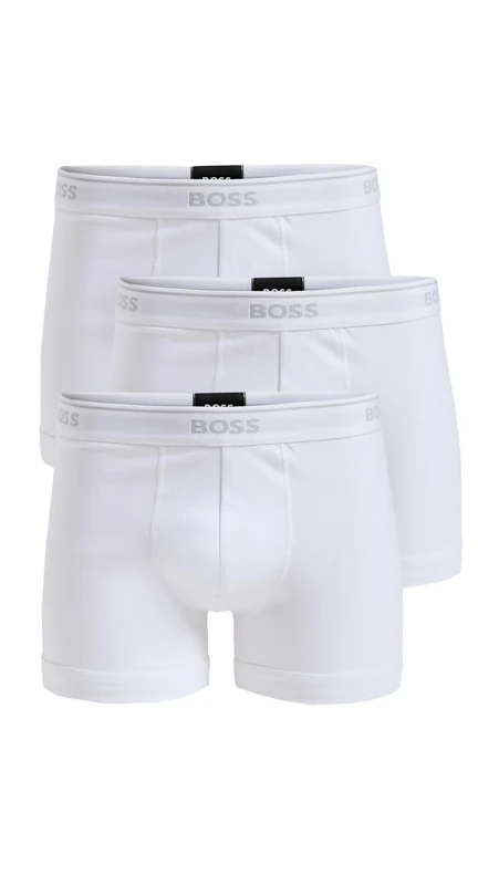 HUGO Men's 3-Pack Cotton Boxer Brief, New Bright White, L (Pack of 3)