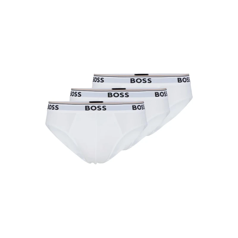 BOSS Men's 3-Pack Classic Regular Fit Stretch Briefs, White, S (Pack of 3)
