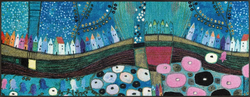 wash+dry City in Blue Acrylic Door Mat 75 x 190 x 0.7 cm