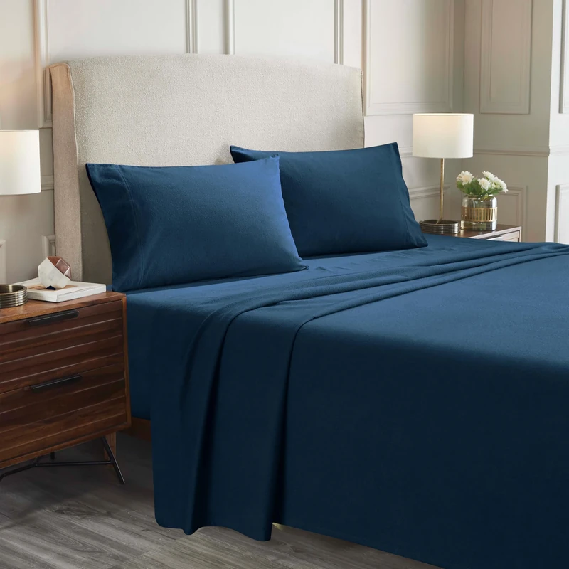Superior Bedding Sheet Set, Cotton, Navy Blue, Queen