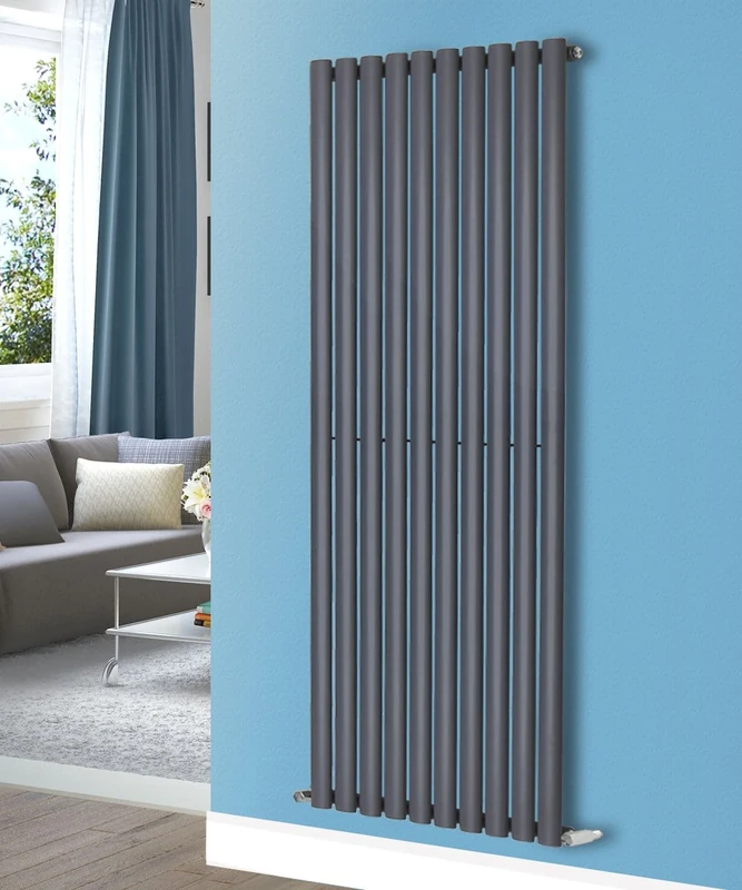 NRG Tall 1800x590mm Anthracite Vertical Oval Column Single Panel Designer Radiator Bathroom Central Heating