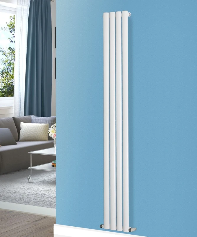 NRG Designer 1800x236mm Tall Vertical Single Panel Oval Column Bathroom Central Heating Radiator White
