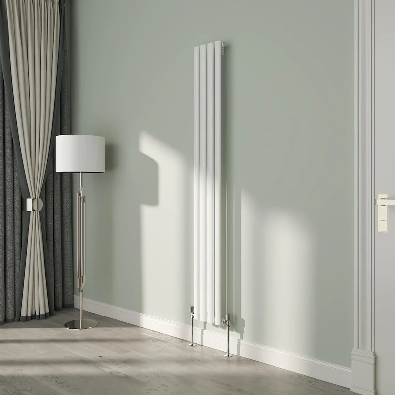 NRG White Oval Radiator Vertical 1800x236mm Single Panel Central Heating Radiators Perfect for Bathrooms Kitchen Living Room