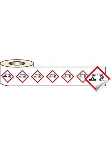 Caledonia Signs 58154 GHS Label, Corrosive, 250 S/A, 100 mm x 100 mm
