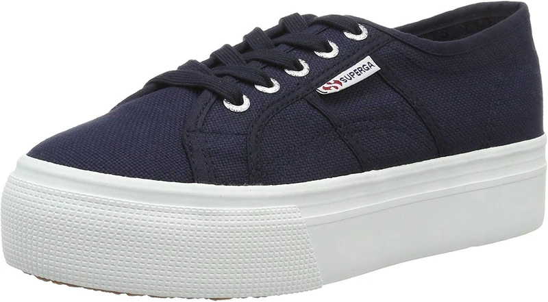 Superga Women's 2790-lamew Sneaker, Blue (Navy/Fwhite F43), 7.5 UK