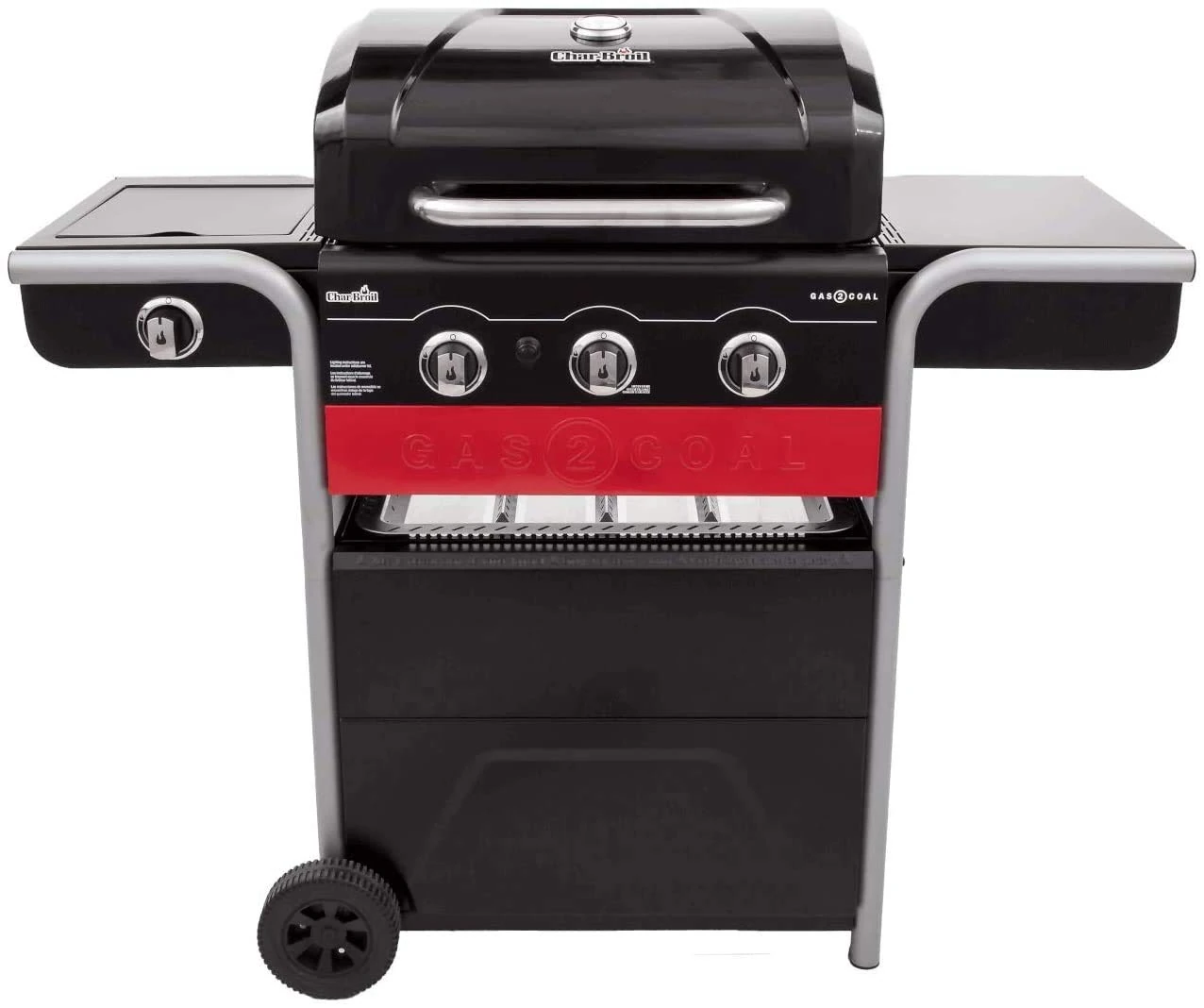 Char-Broil Gas BBQ Gas2Coal 330 Hybrid - 3-burner Gas & Coal Barbecue Grill - Ideal for Outdoor Cooking, Garden, Balcony and Patio