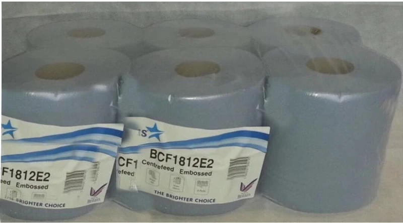 6 Rolls Blue Centrefeed Embossed 2ply Wiper Paper Towel