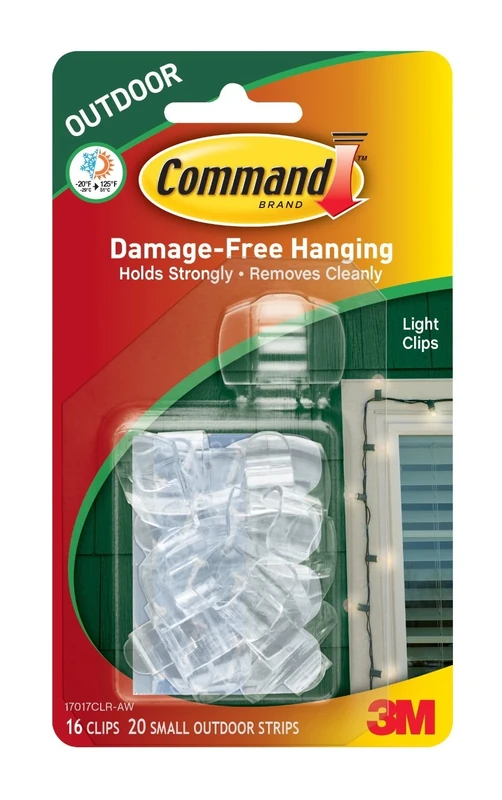 Command Outdoor Light Clips, Clear, 10-Clips