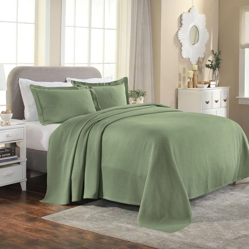 Superior Cotton Bedspread, Sage, Queen