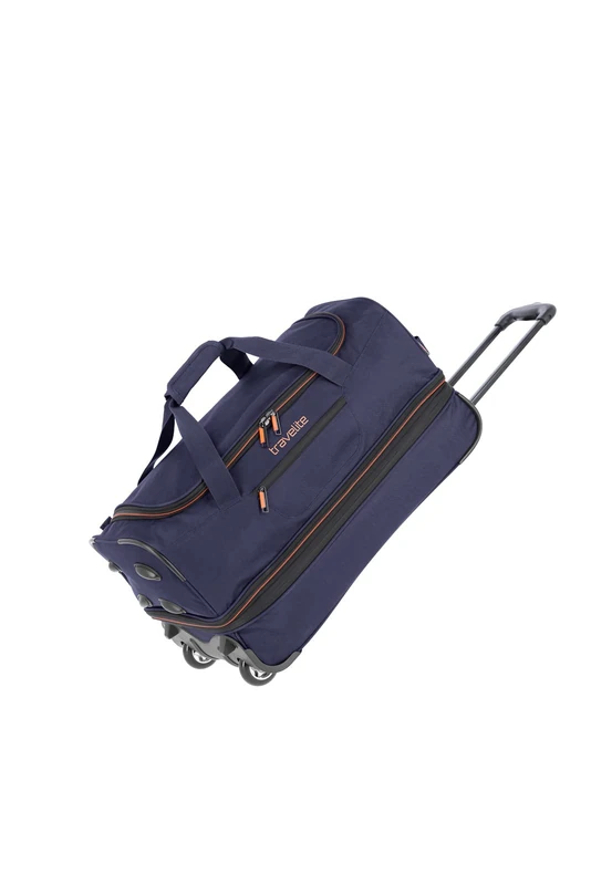 travelite trolley travel bag with wheels medium size, expandable trolley , BASICS, soft luggage travel case with expandable fold, 55 cm, 51 - 64 l