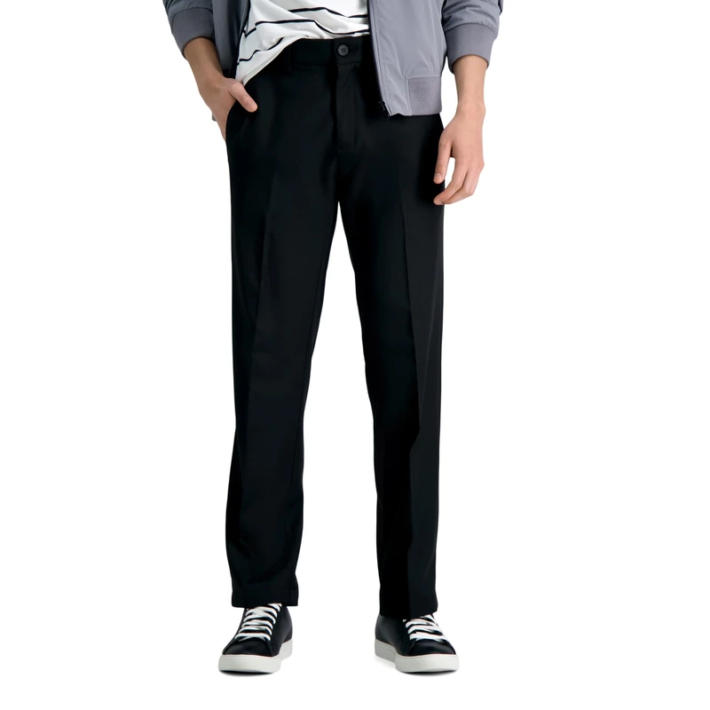 Haggar Men's Cool 18 Pro Straight Fit Flat Front Casual Pant, Black, 34W x 30L