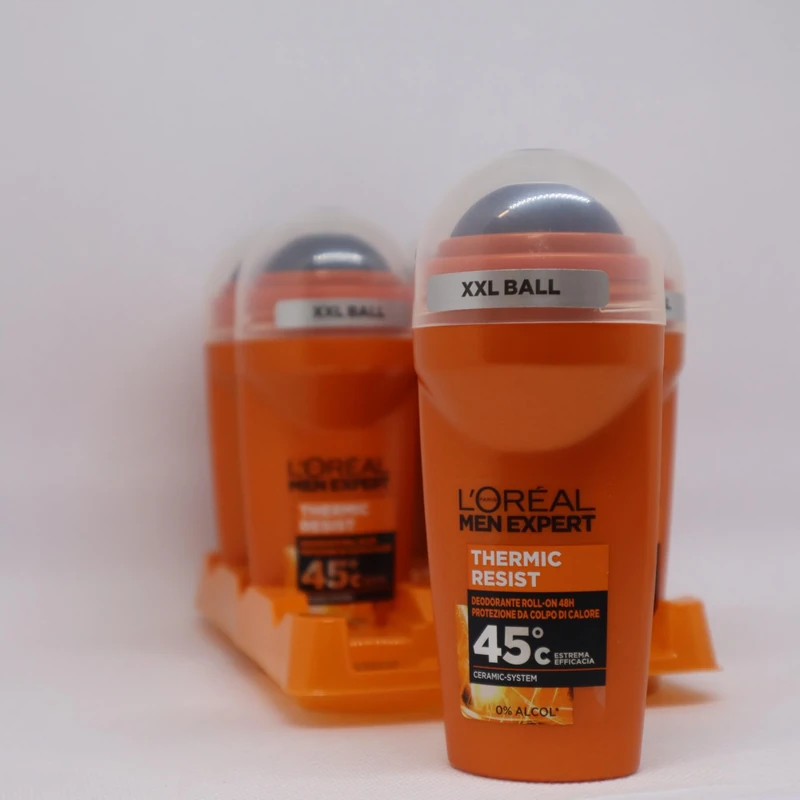 L'Oréal Paris Men Expert 48H Thermic Resist Anti-Perspirant Roll On Deodorant for Men, 50ml Pack of 6, Bulk Buy