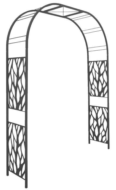 Louis Arch Plant Pattern Square Tube, Slate, 195x50x250 cm, sheet metal, Grinder, 5051
