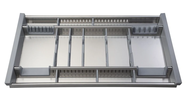 ELLETIPI Flexo R290/S C10 Cutlery Holder Car adattante from Drawer Module, 90 cm, stainless steel and plastic, grey