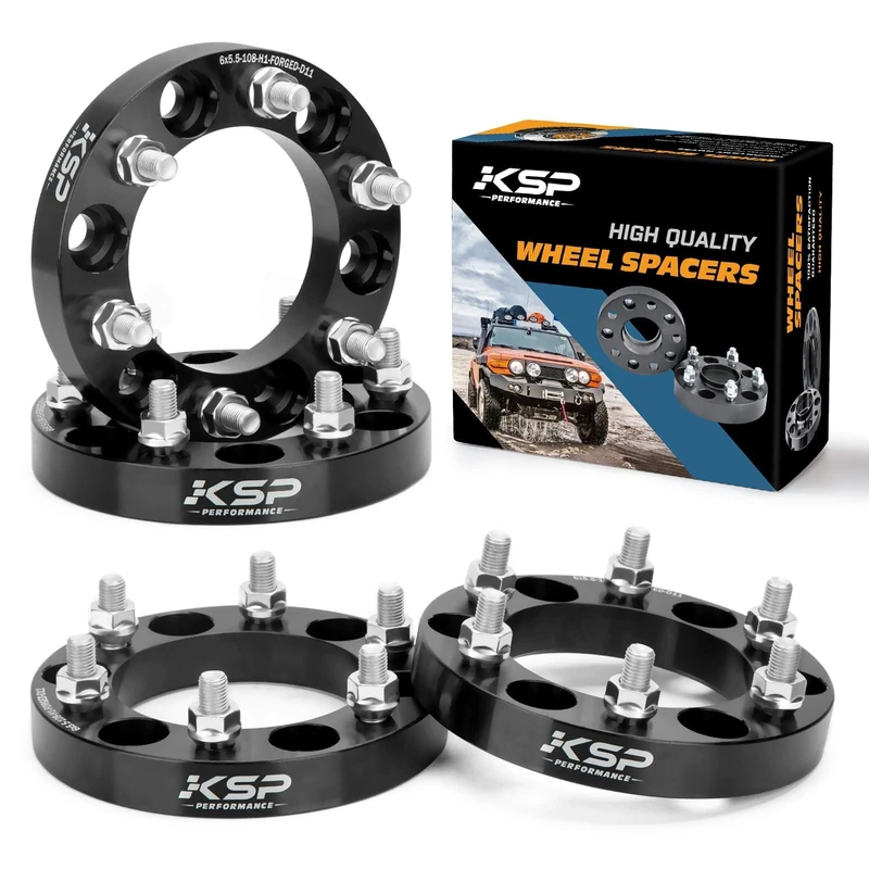 6X5.5 Wheel Spacers, KSP Forged 1"(25mm) 6x139.7mm to 6x139.7mm Thread Pitch M12x1.5 Hub Bore 108mm Adapters for Tacoma 4Runner Tundra FJ Land Cruiser Black, Not Hubcentric