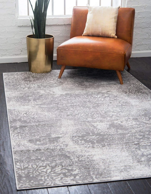Unique Loom Sofia Collection Area Rug-Traditional Vintage Rug, French Inspired Home Décor (4' 0 x 6' 0 Rectangular, Light Gray/Ivory)