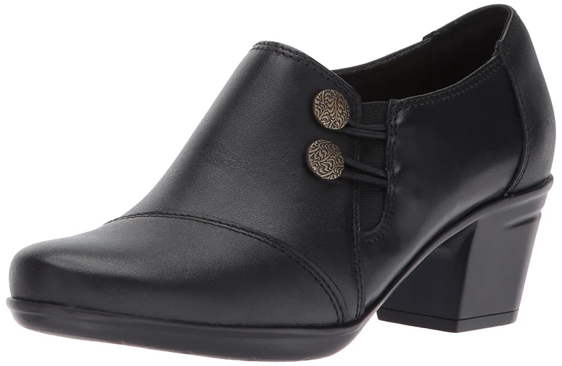 Clarks Women's Emslie Warren Slip on Loafers, Black Leather, 4.5 UK