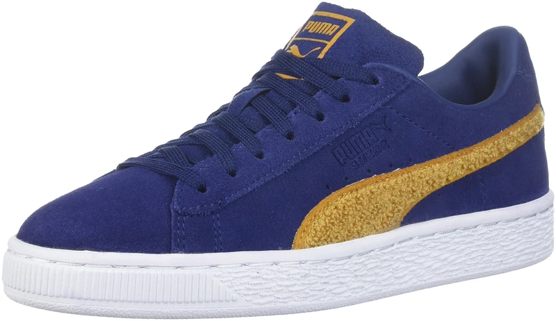 PUMA Unisex-Kids Suede Classic Terry Sneaker, Blue Depths-Inca Gold, 3 M US Little Kid
