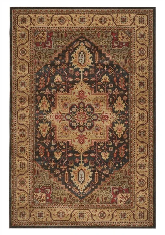SAFAVIEH Traditional Rug for Living Room, Dining Room, Bedroom - Mahal Collection, Short Pile, in Navy and Natural, 91 X 152 cm