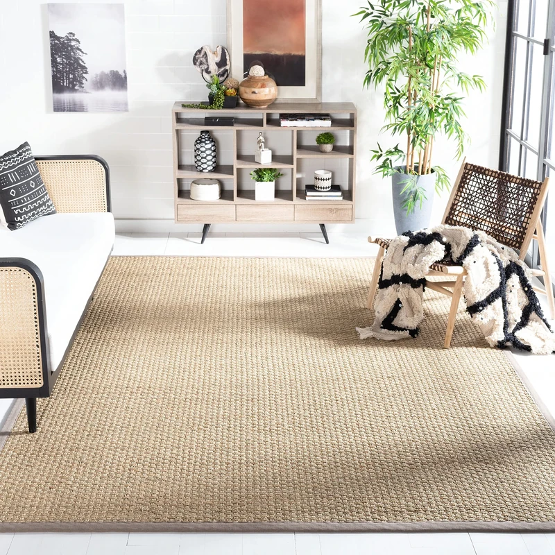 Safavieh Natural Fiber Rug for Living Room, Dining Room, Bedroom - Natural Fiber Collection, Short Pile, in Natural, 213 X 213 cm