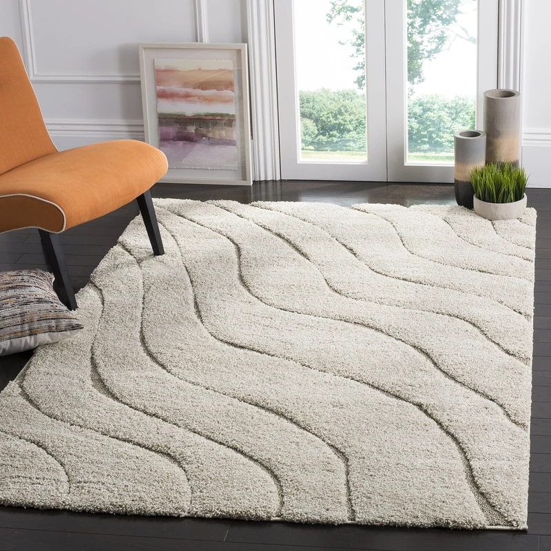 Safavieh Raton Shag Area Rug, Synthetic, Cream/Beige, 160 x 228 x 2.54 cm