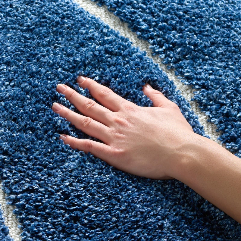 Safavieh Raton Shag Area Rug, Synthetic, Dark Blue/Cream, 121 x 182 x 2.54 cm