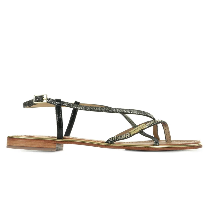 Les Tropéziennes par M. Belarbi Monaco, Women’s Slingback Sandals, Black (Noir/Or), 4 UK (38 EU)