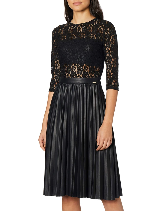 Guess Women's W64K54K4Y50 Midi dress, Black (Noir/Jet Black A996), 6 (Manufacturer Size: Small)