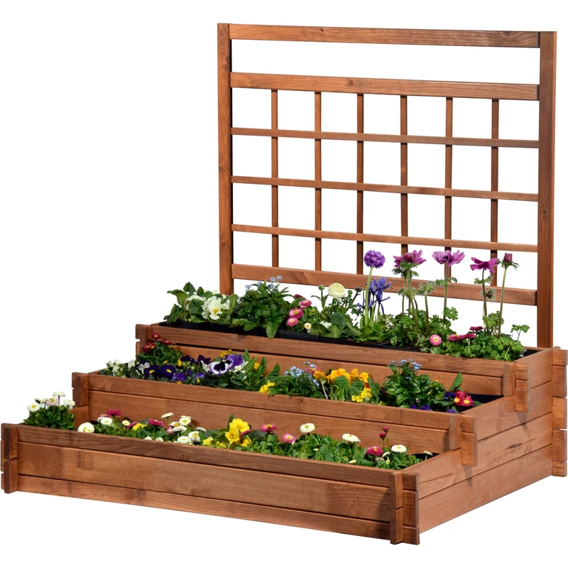 dobar Raised Bed with Climbing Trellis - 110x88x115 cm