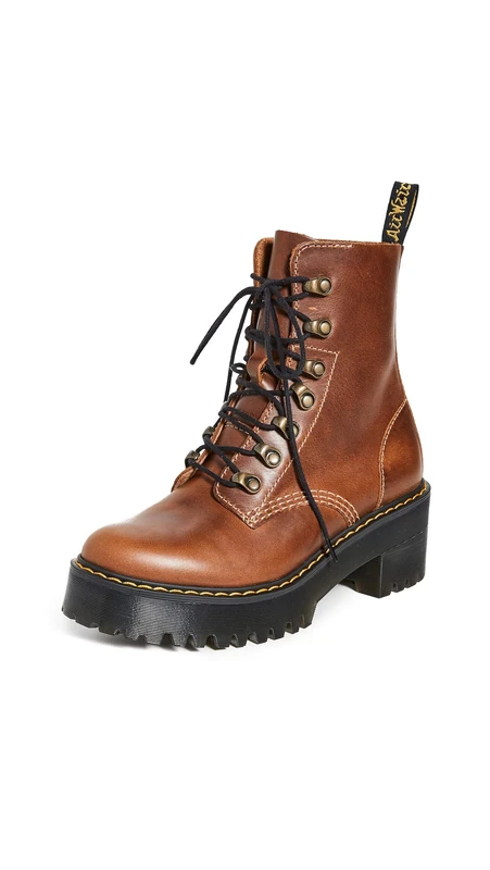 Dr.Martens Womens Leona 7-Eyelet Butterscotch Leather Boots 3 UK