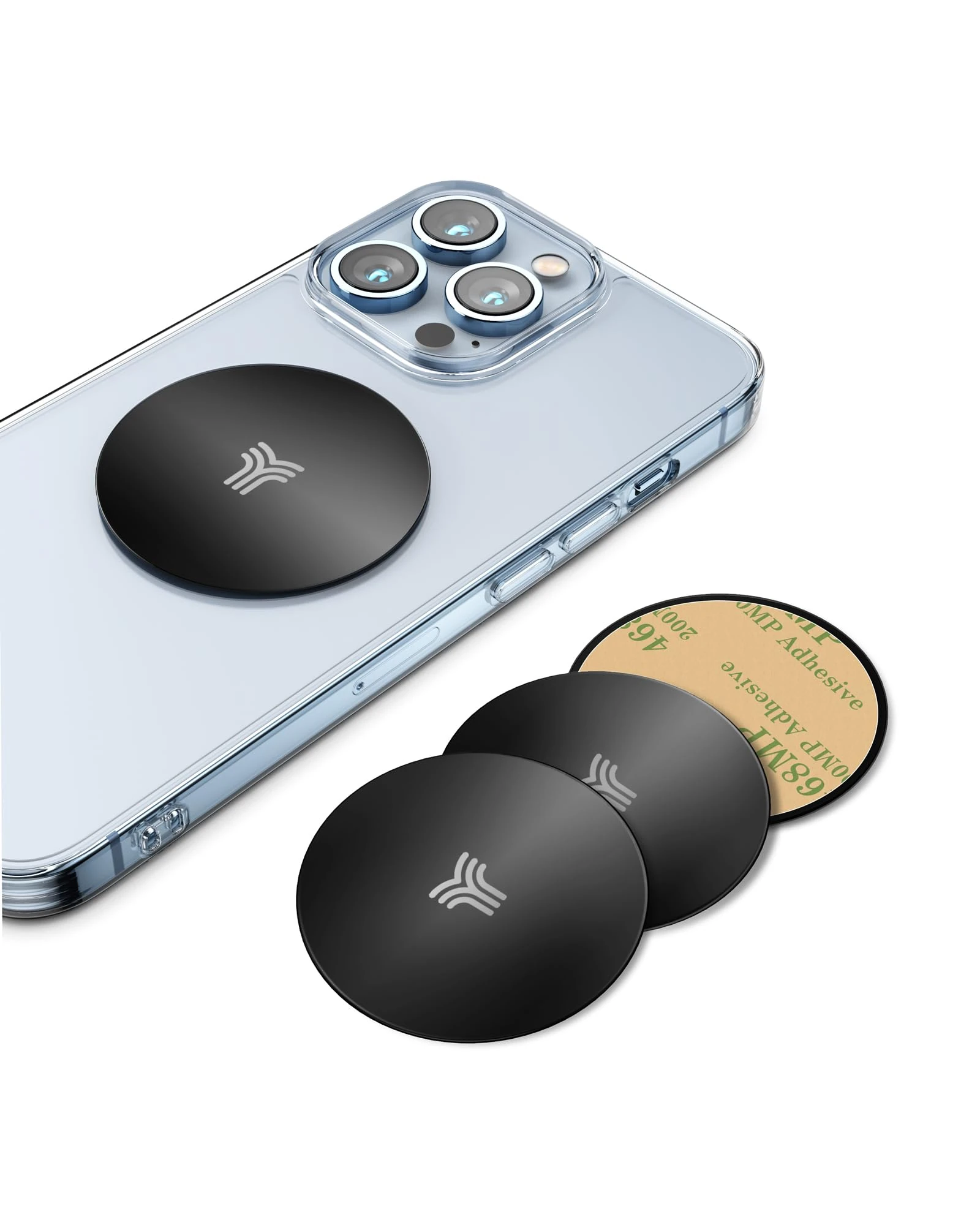 YOSH 3M Sticker Metal Plates Replacement Mount, Metal Plate Kits with Adhesive for Magnetic Car Phone Holder Magnet Cradle Mount, Compatible holder and other Magnetic Holder, Pack of 4, Round, Black.