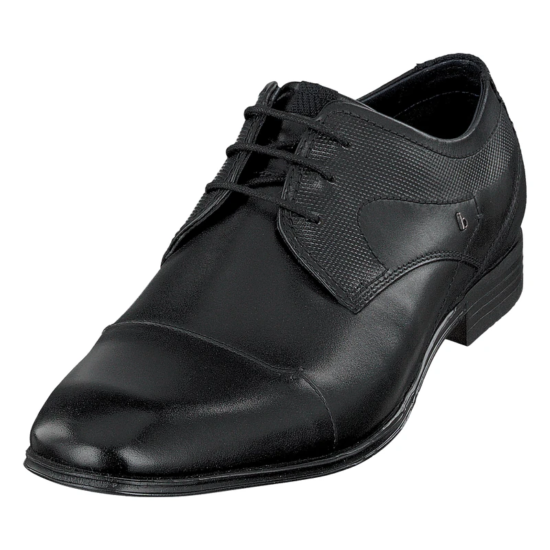 bugatti Men's Business Low Shoe Made of Leather, Derby with Cross Cap and Elegant Lines, Black, 10.5 UK