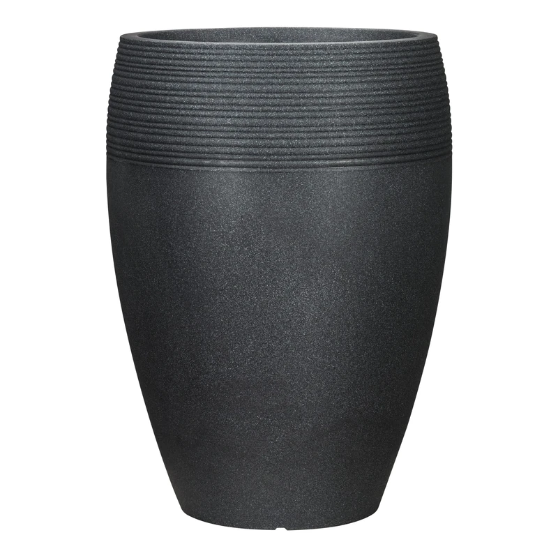 Scheurich Lineo High Plastic Tall Vessel Black Granite 39.2 cm Diameter 54 cm High 15 L Vol.