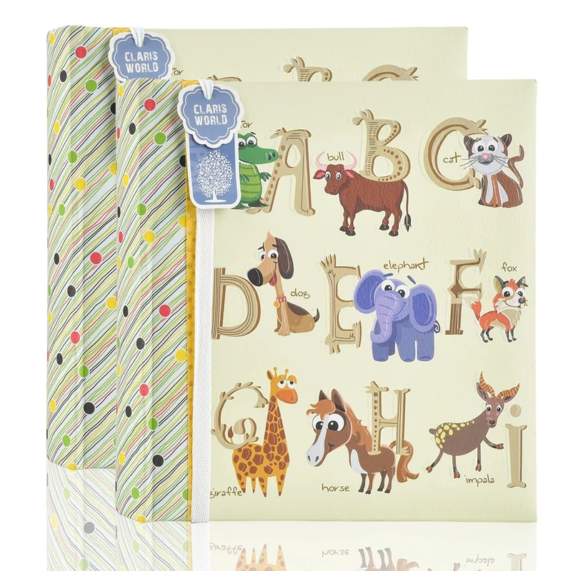 Arpan 2 x 6x4 Inch Baby Slip In Case Memo Photo Album for 200 Photos Alphabet Number
