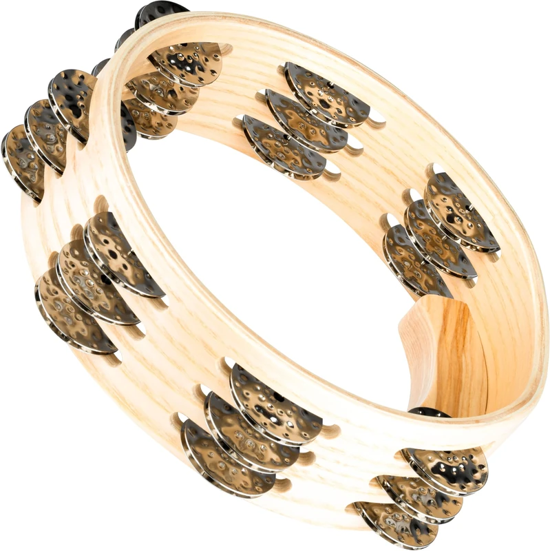 Meinl Percussion Artisan Wood Tambourine - 3-Row Tambourine - 8-inch Diameter - Ash / Steel, Natural (AE-CATA3S)