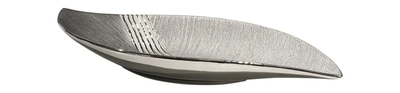 GILDE Decorative Bowl – Modern Decorative Tray for Keys – Ceramic – Colours: Silver Grey – Length 48.5 cm