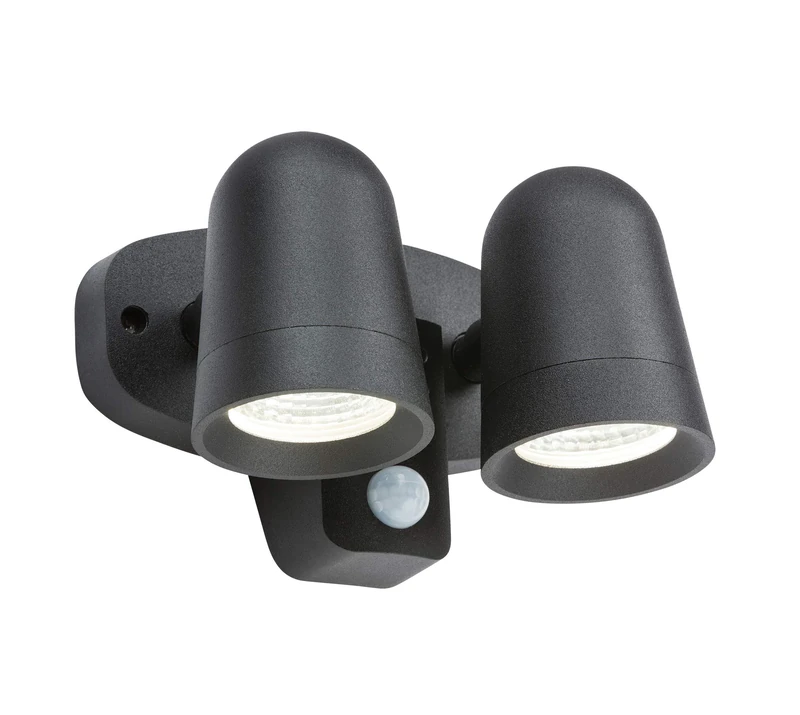 Knightsbridge FLTPB 230 V IP65 18 W LED Twin Spot Floodlight with PIR, Black, 150.0 mm*165.0 mm*120.0 mm