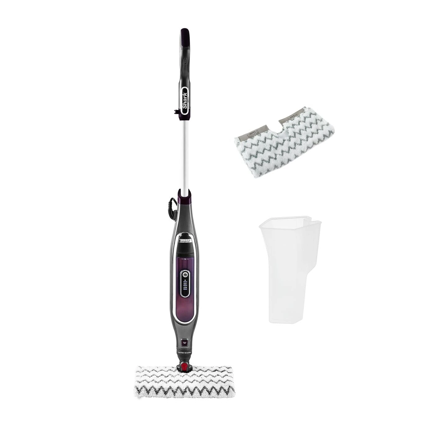 Shark Automatic Klik n' Flip Steam Mop for Hard Floors with Intelligent Steam Control, Steam Blaster, 2 Machine Washable Cleaning Pads & Fill Flask, 350ml, 6m Cord, Grey/Bordeaux S6003UK