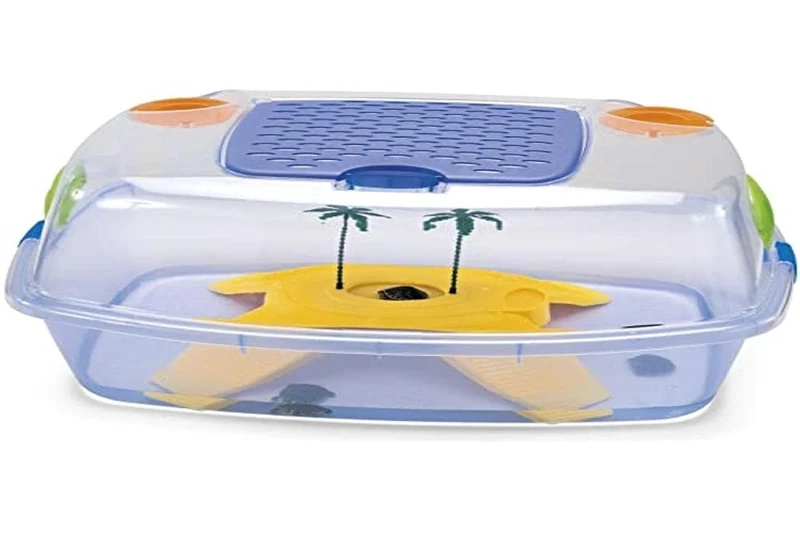 Imac Dafne Beach Plastic Turtle Tank, Ideal for Small Turtles, Ventilated, Spacious, Durable, Beige, 54 x 39 x 27 cm