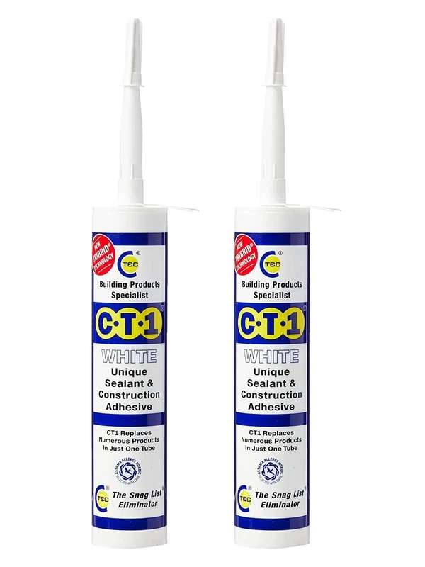 2 x CT1 Unique Sealant Construction Builders Standard Multi All Purpose Silicone Mastic Extra Strong Adhesive Glue 290ML in White by CT1