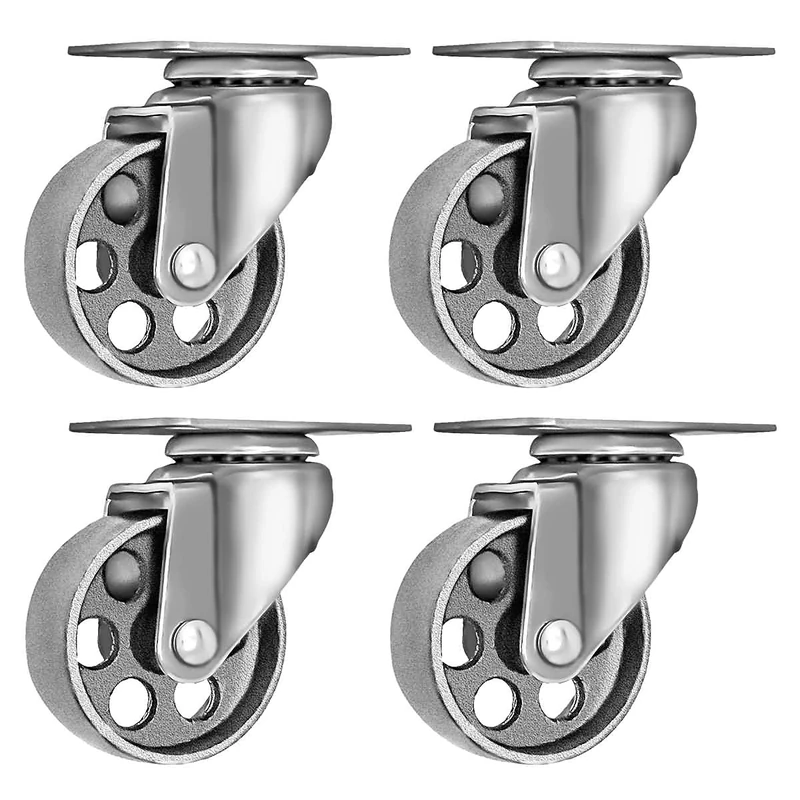 Online Best Service 4 All Steel Swivel Plate Caster Wheels Heavy Duty High-Gauge Steel Gray (3.5" No Brake) - Image 1