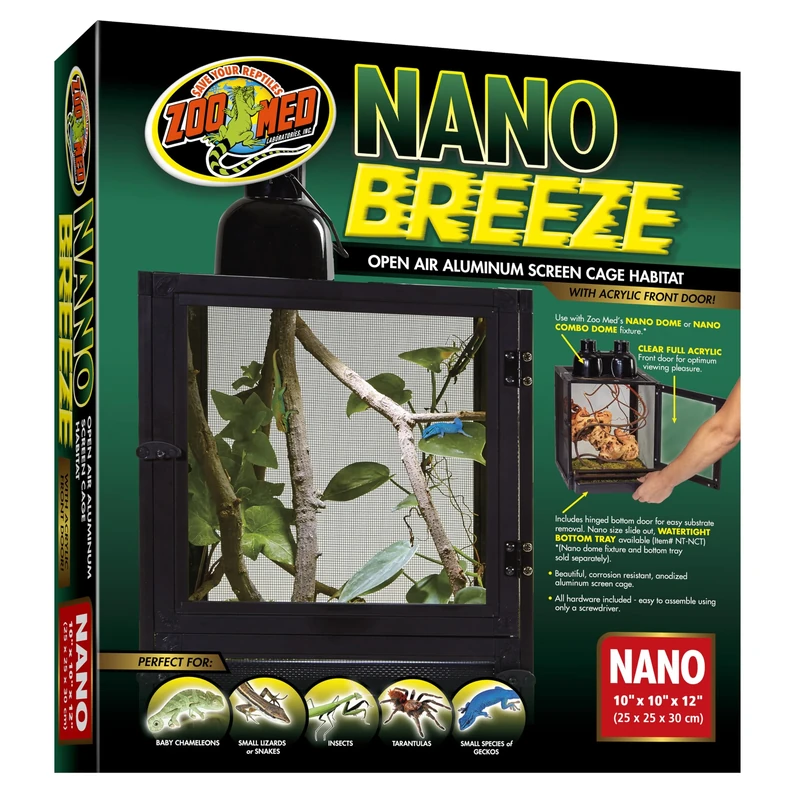 Zoo Med Labs Nano Breeze Alumuninum Screen Cage,10 x 10 x 12"