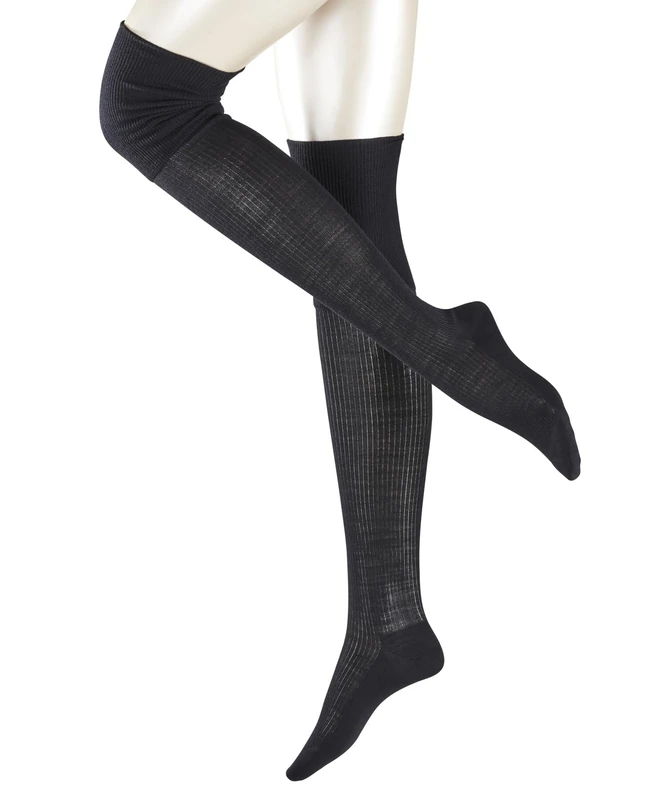 FALKE Women's No. 3 W Ok Wool Silk Long Plain 1 Pair Overknee Socks, Black 3009, 5.5-6.5 - Image 1